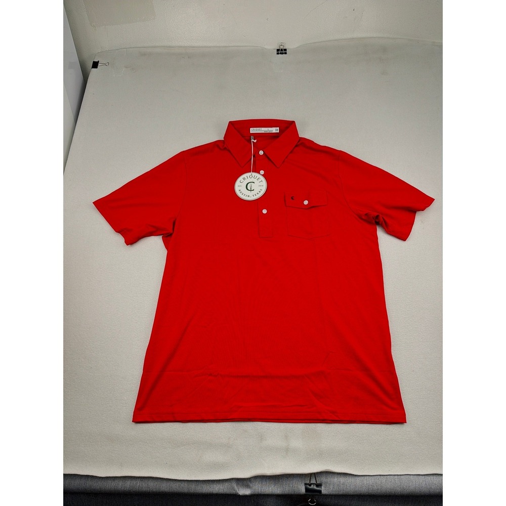 Criquet Mens Performance Polo Shirt Red Pima Cotton Blend L M-PCS73-BLK-RD-L